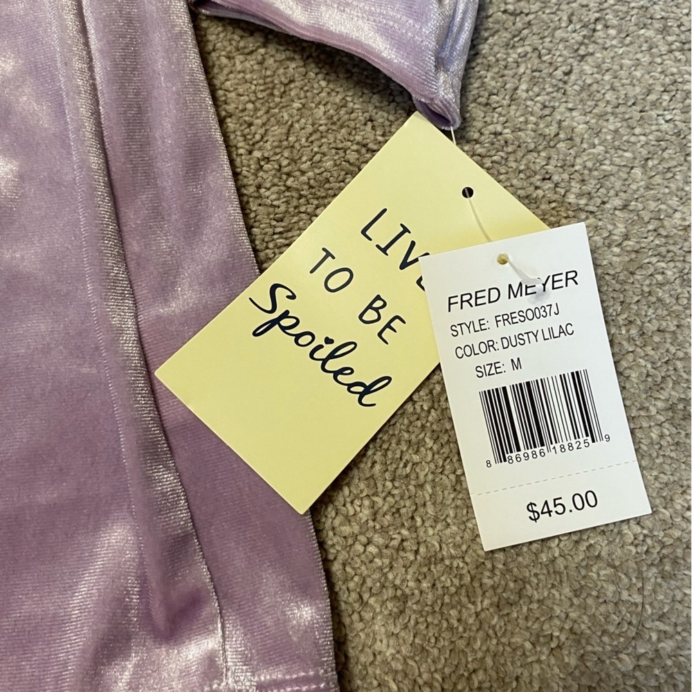Live To Be SPOILED Lavender Long Sleeve Velvet Mini Dress Size M - Picture 2 of 4